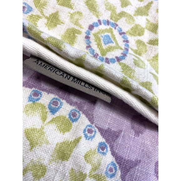 2 American Mills Inc Pair Euro Pillow Shams 22 Zip Purple Green Print Designer - Picture 3 of 6